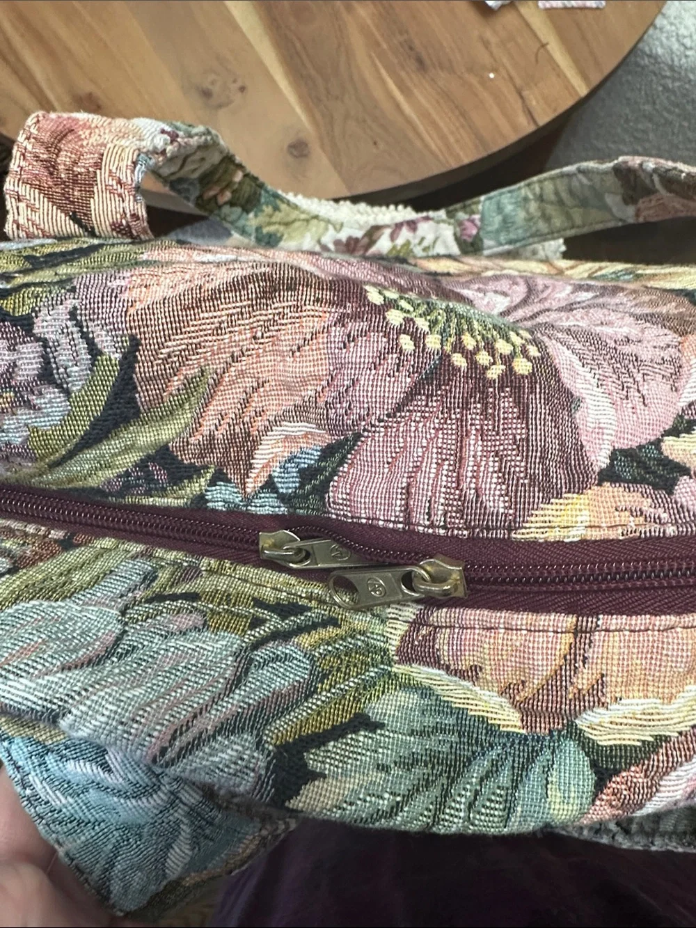 Floral Tapestry Tote Bag in Pink and Green